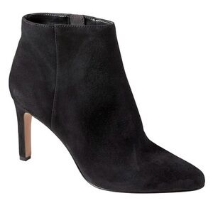 Banana Republic Black Suede Ankle Boots Pointed Toe Slim Heel Size 9